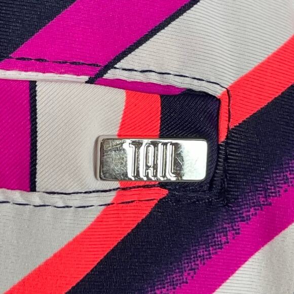 Tail Skort XL Fuchsia Orange Black Striped Side Pleat Skirt w/ Pockets - Picture 6 of 8